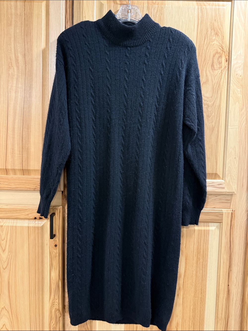 Outlander Vintage Classic Sz M Lambswool Angora Black Cable-Knit Sweater Dres